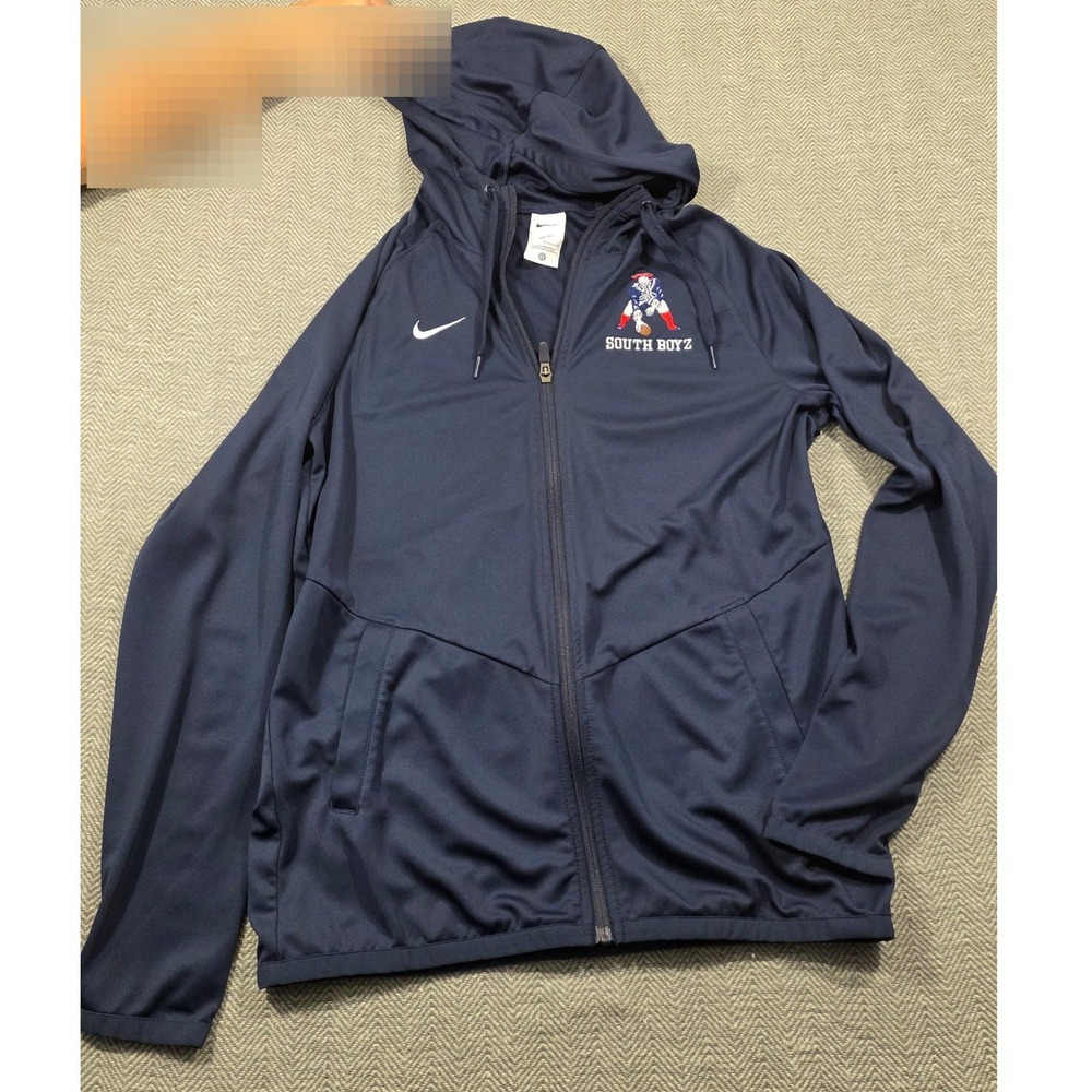 Nike Dri-FIT Full Zip Hoodie Mens Small Navy Blue South Boyz Football Jacket